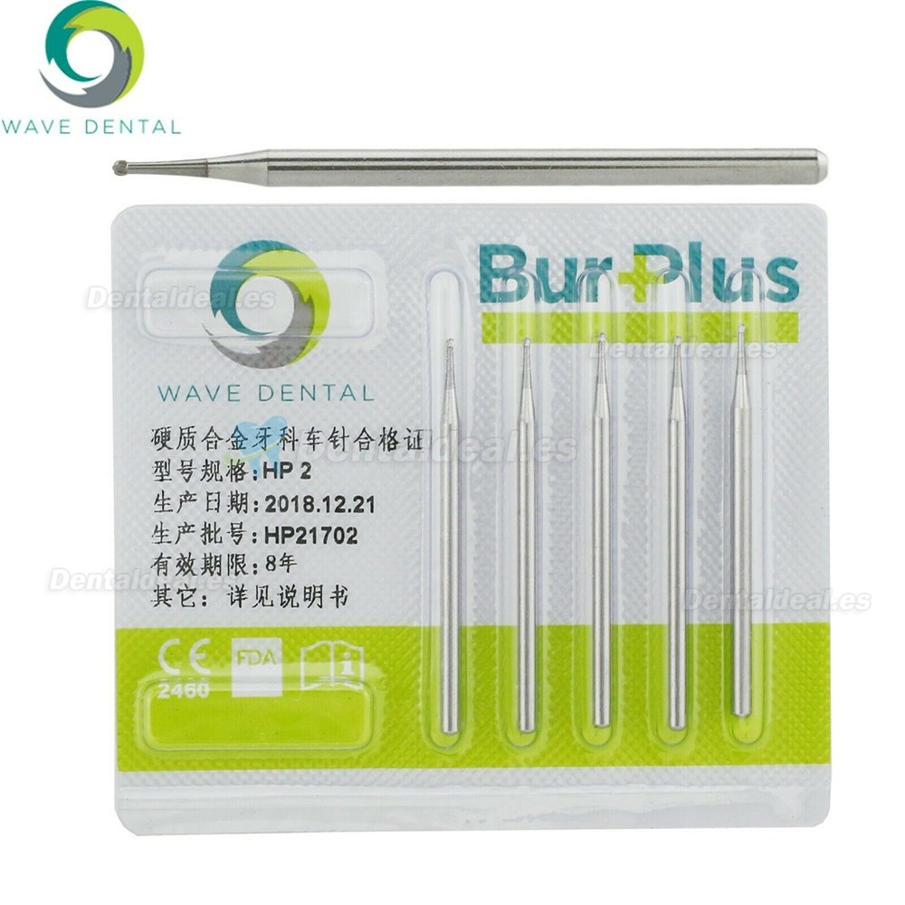 10Pcs Wave Dental Carbide Straight Handpiece Burs Round HP 2# Burs